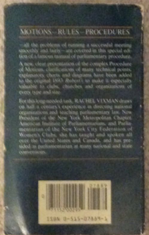 Robert’s Rules of Order - General Henry M Robert (Jove Books - Paperback) book collectible [Barcode 9780515078893] - Main Image 2