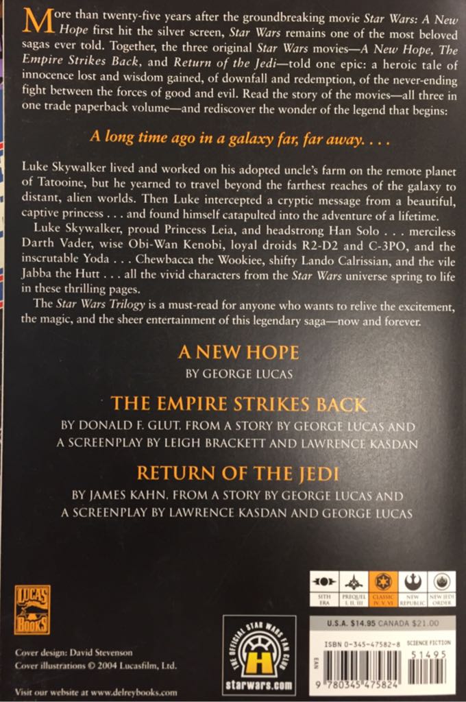 Star Wars Trilogy - George Lucas (A Del Rey Book - Paperback) book collectible [Barcode 9780345475824] - Main Image 2