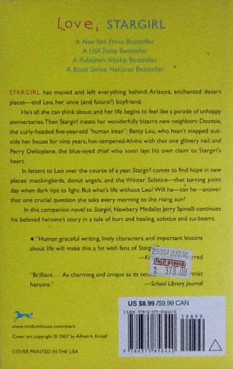 Love, Stargirl - Jerry Spinelli (Knopf - Paperback) book collectible [Barcode 9780375856440] - Main Image 2