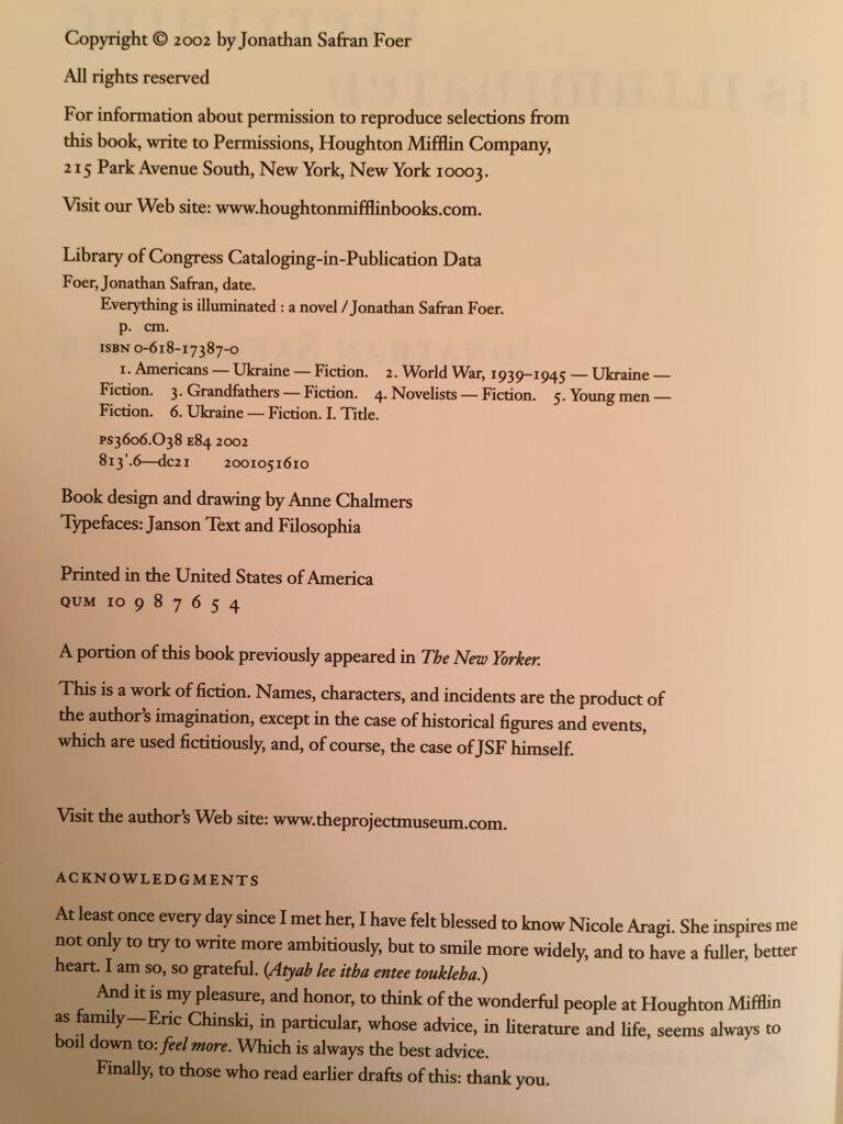 Everything is Illuminated - Jonathan Safran Foer (Houghton Mifflin Harcourt - Hardcover) book collectible [Barcode 9780618173877] - Main Image 2