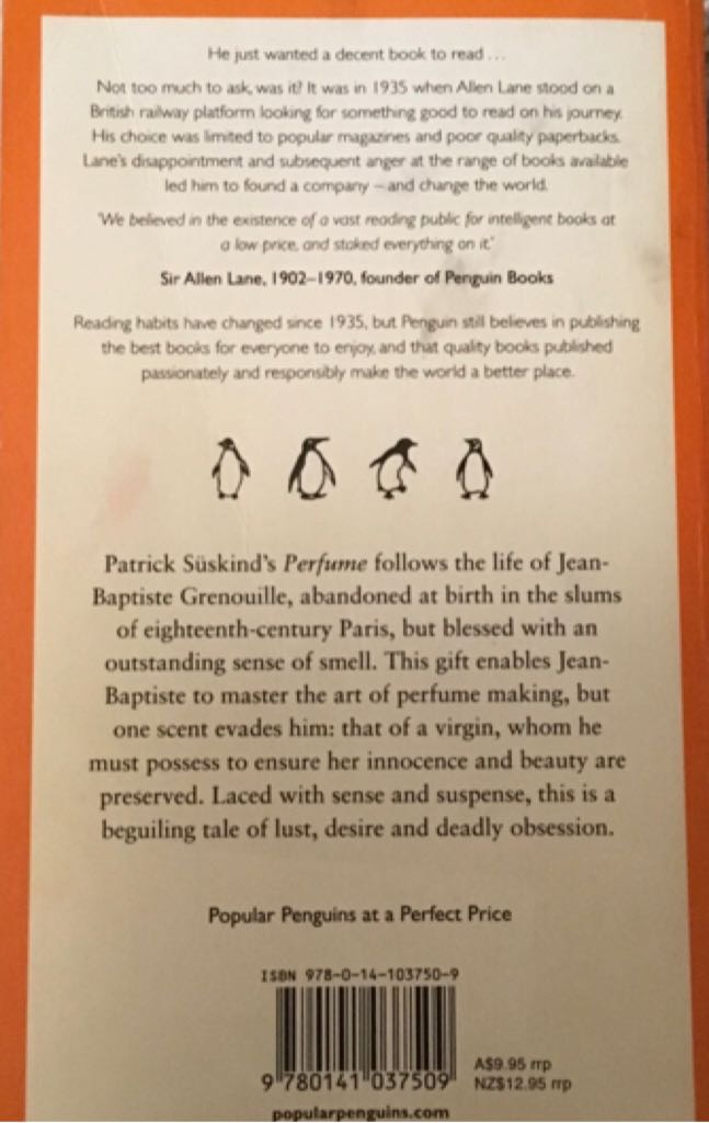 Perfume: The Story of a Murderer - Patrick Suskind (Penquin Books - Paperback) book collectible [Barcode 9780141037509] - Main Image 2