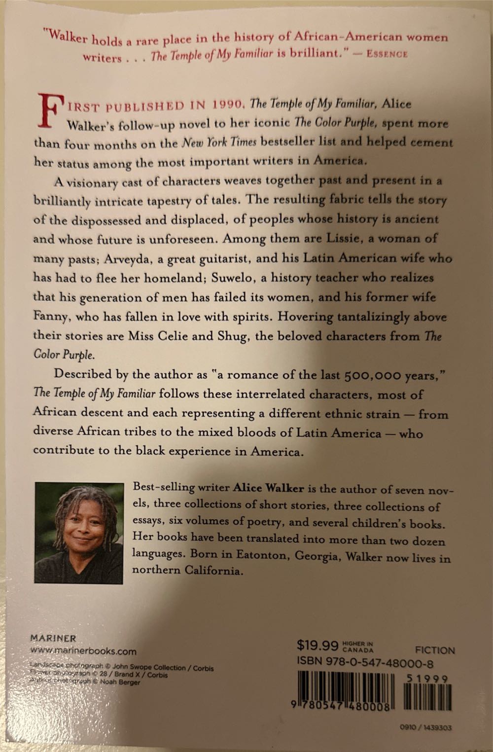 The Temple of My Familiar - Alice Walker (Houghton Mifflin Harcourt - Paperback) book collectible [Barcode 9780547480008] - Main Image 2