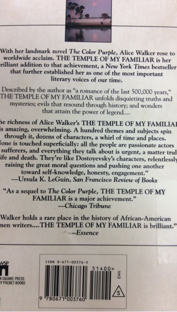 The Temple of My Familiar - Alice Walker book collectible [Barcode 9780671003760] - Main Image 2