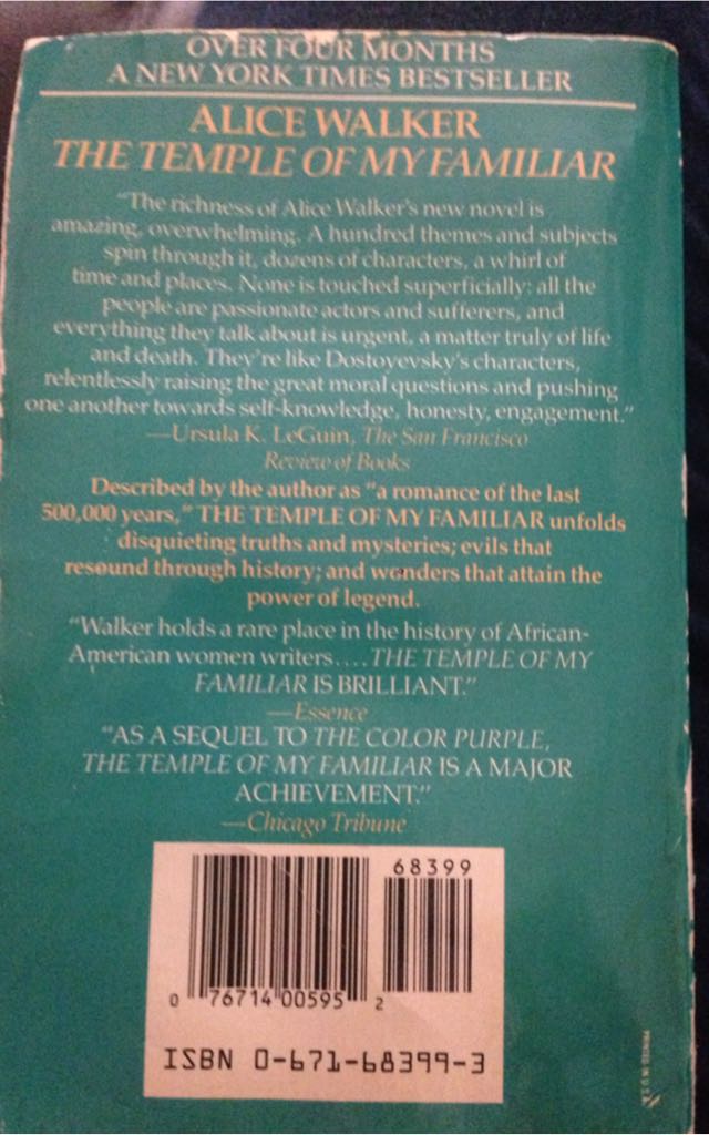 The Temple of My Familiar - Alice Walker (Harcourt Brace Jovanich, Publishers - Paperback) book collectible [Barcode 9780671683993] - Main Image 2