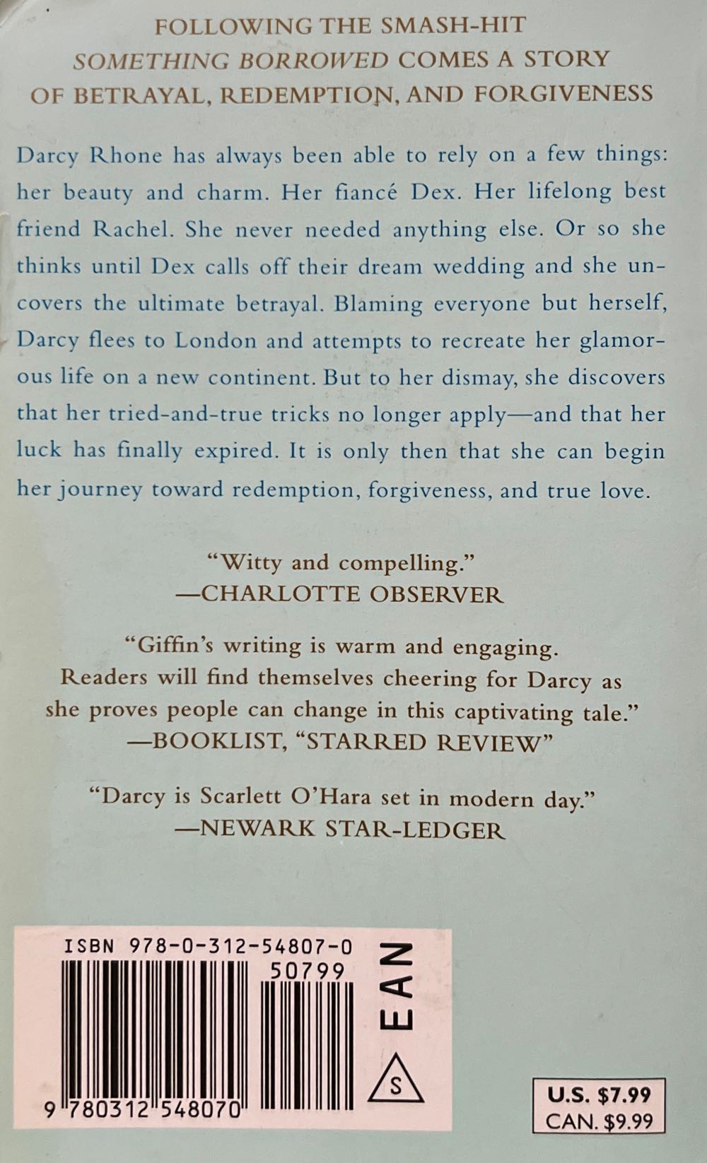 Something Blue - Emily Giffin (St. Martin’s Paperbacks - Mass Market Paperback) book collectible [Barcode 9780312548070] - Main Image 2
