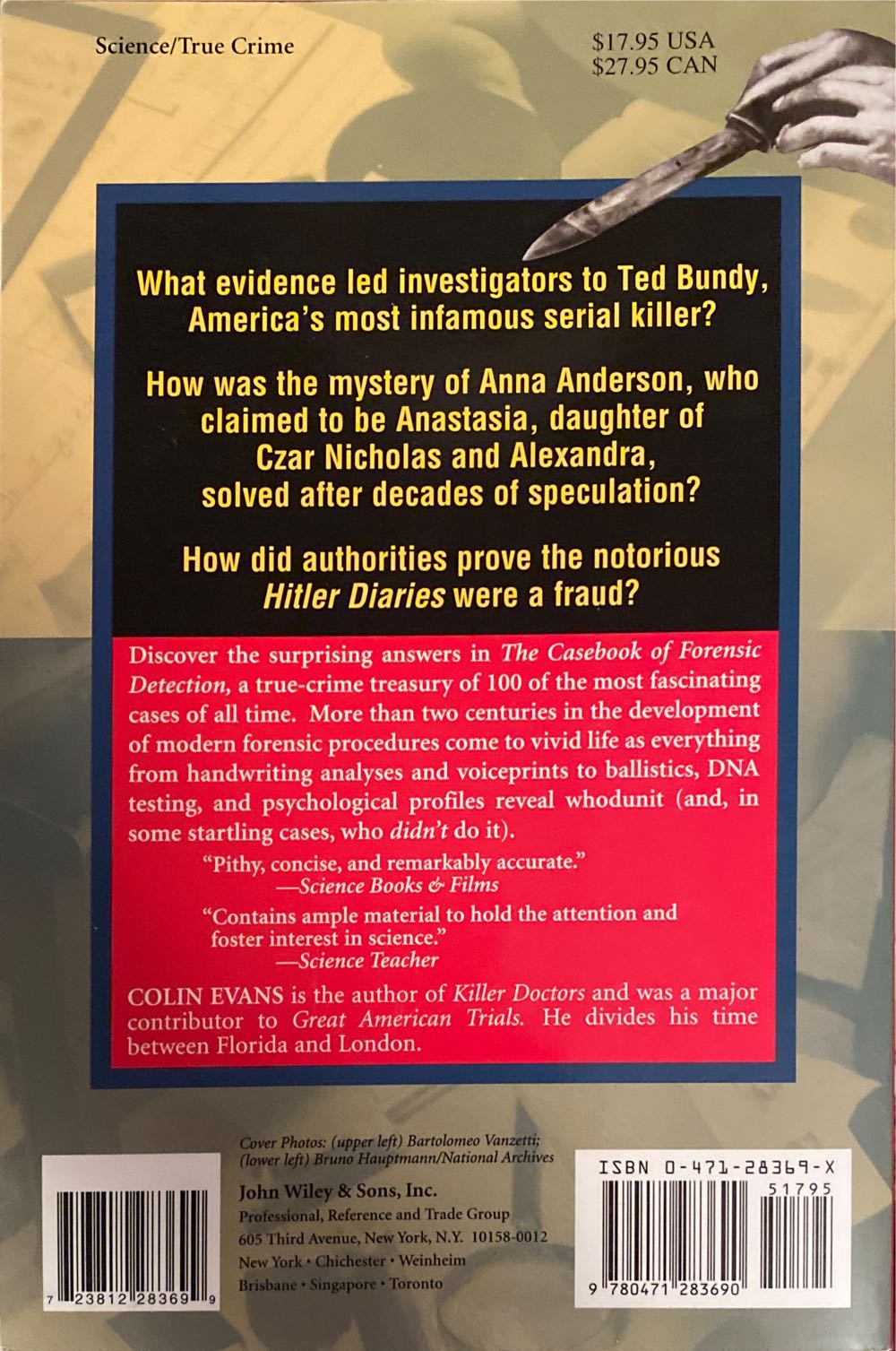 The Casebook of Forensic Detection - Colin Evans (Wiley Press - Paperback) book collectible [Barcode 9780471283690] - Main Image 2