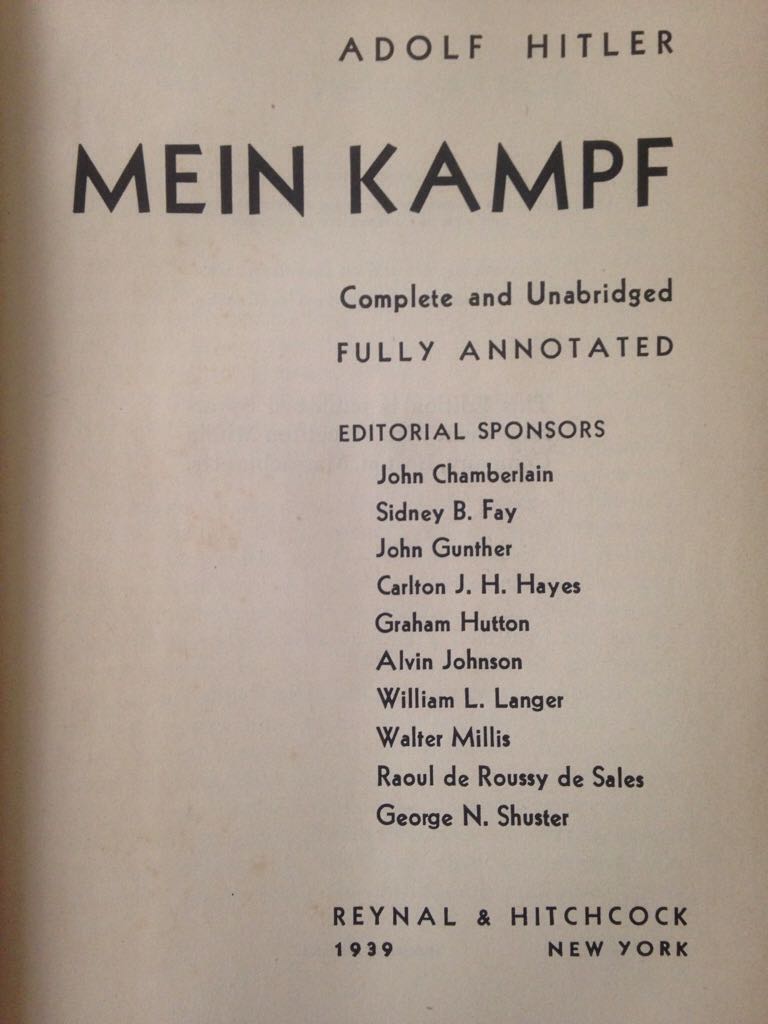 Mein Kampf - Adolf Hitler (Reynal & Hitchcock - Hardcover) book collectible - Main Image 2