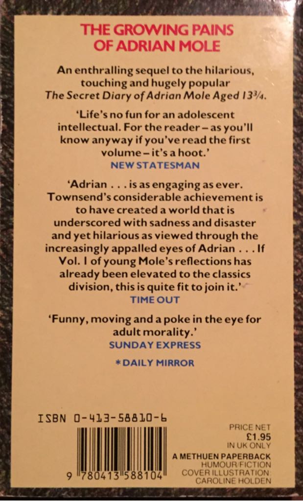 The Growing Pains of Adrian Mole - Sue Townsend (Methuen Paperbacks - Paperback) book collectible [Barcode 9780413588104] - Main Image 2