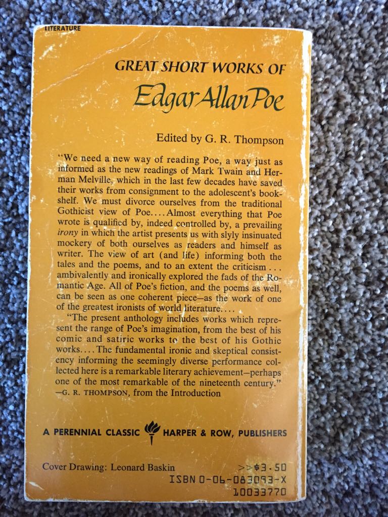 Great Short Works of Edgar Allan Poe - Edgar Allan Poe (Harper & Row) book collectible - Main Image 2