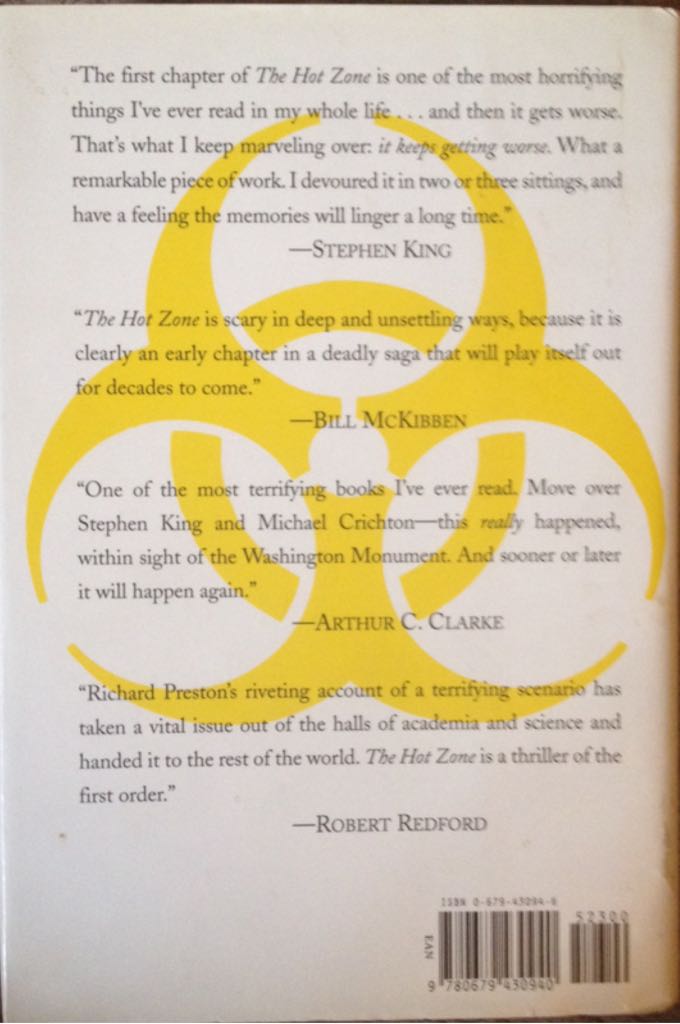 The Hot Zone - Richard Preston (Random House - Hardcover) book collectible - Main Image 2