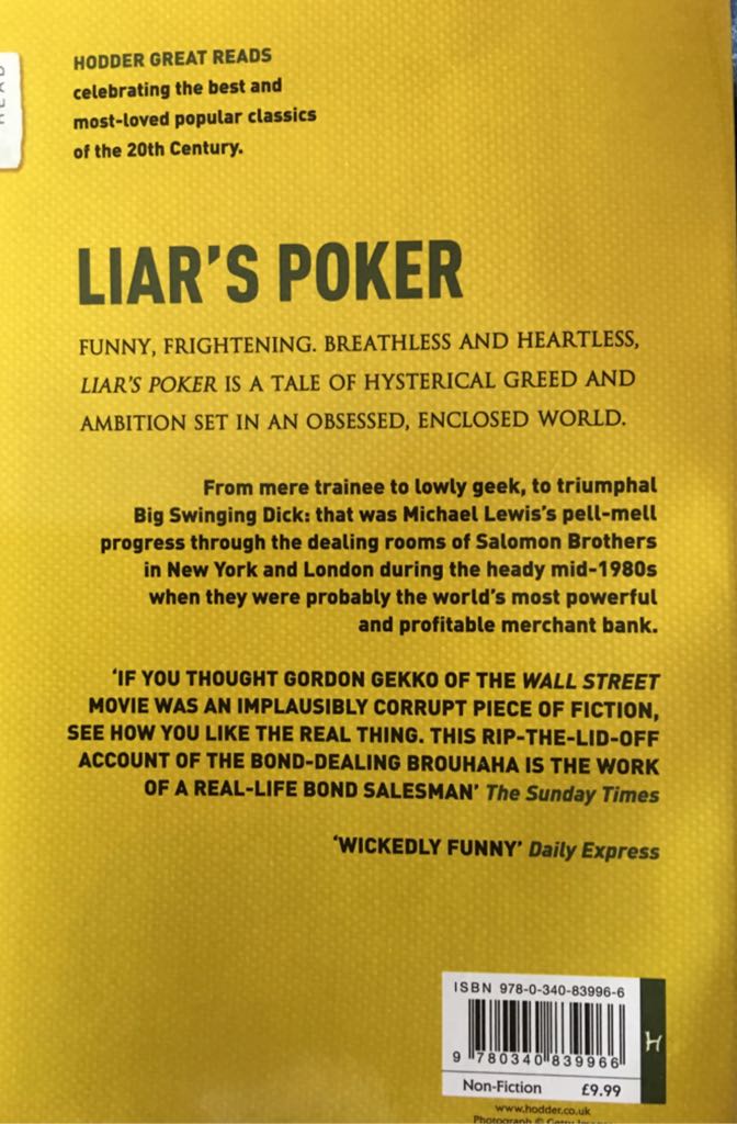 Liars Poker - Michael Lewis (W W Norton & Company - Paperback) book collectible [Barcode 9780340839966] - Main Image 2