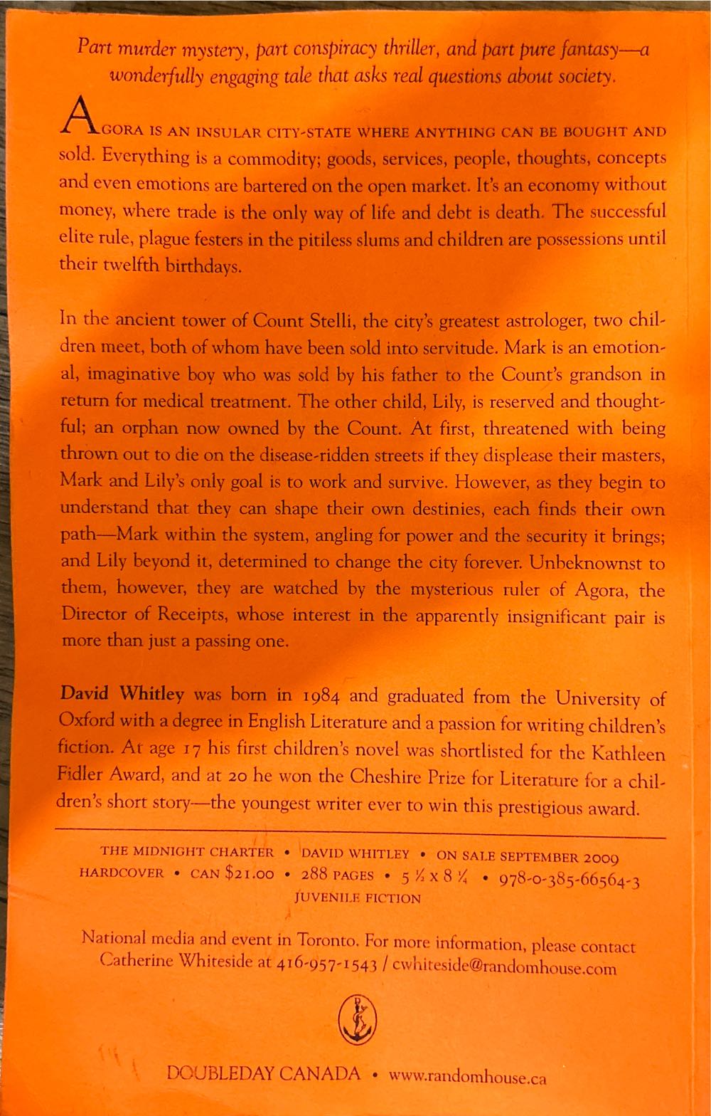 The Midnight Charter - David Whitley (Random House of Canada - Paperback) book collectible [Barcode 9780385665643] - Main Image 2