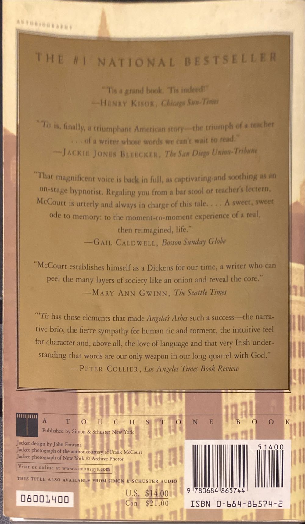 ’Tis, by McCourt - Frank McCourt (Scribner - Paperback) book collectible [Barcode 9780684865744] - Main Image 2