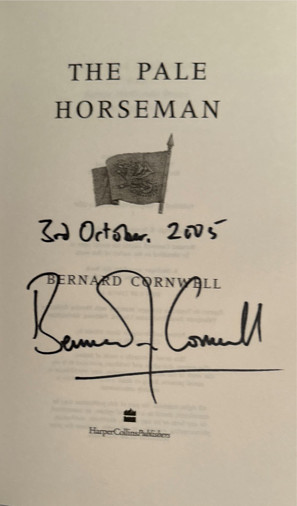 The Pale Horseman - Bernard Cornwell (HarperCollins Publishers - Hardcover) book collectible [Barcode 9780007149926] - Main Image 2