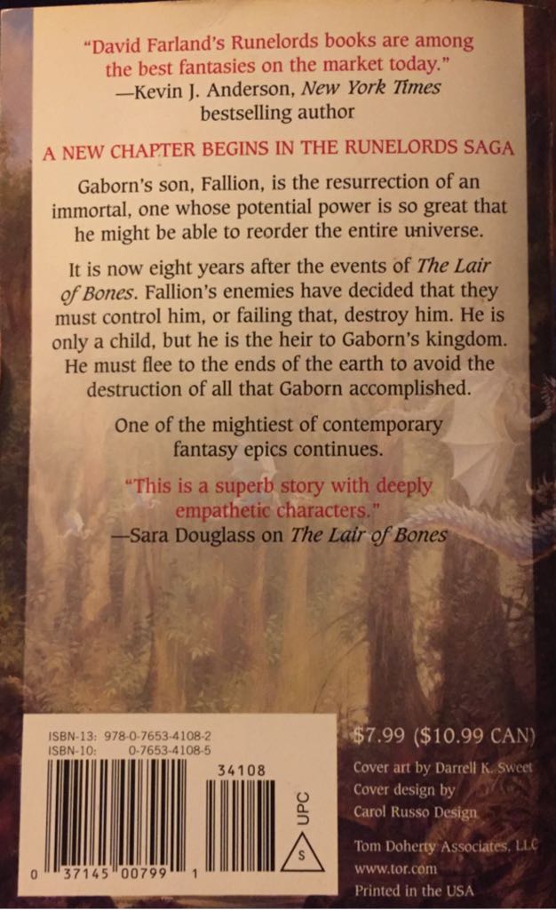 The Runelords: Book 5: Sons of the Oak - David Farland (Tor - Paperback) book collectible [Barcode 9780765341082] - Main Image 2