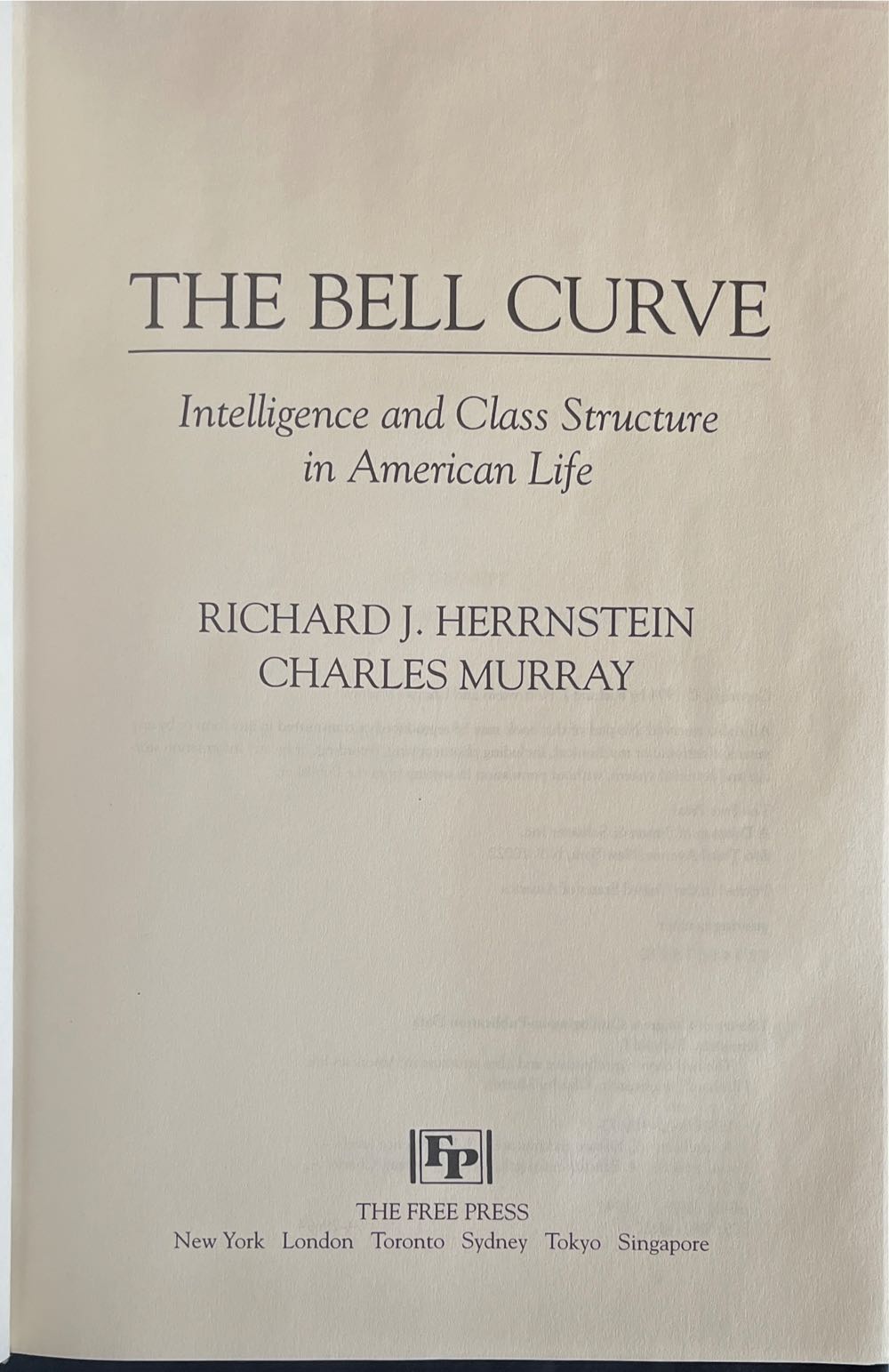 The Bell Curve: Intelligence and Class Structure in American Life - Charles Murray (Free Press - Hardcover) book collectible [Barcode 9780029146736] - Main Image 4