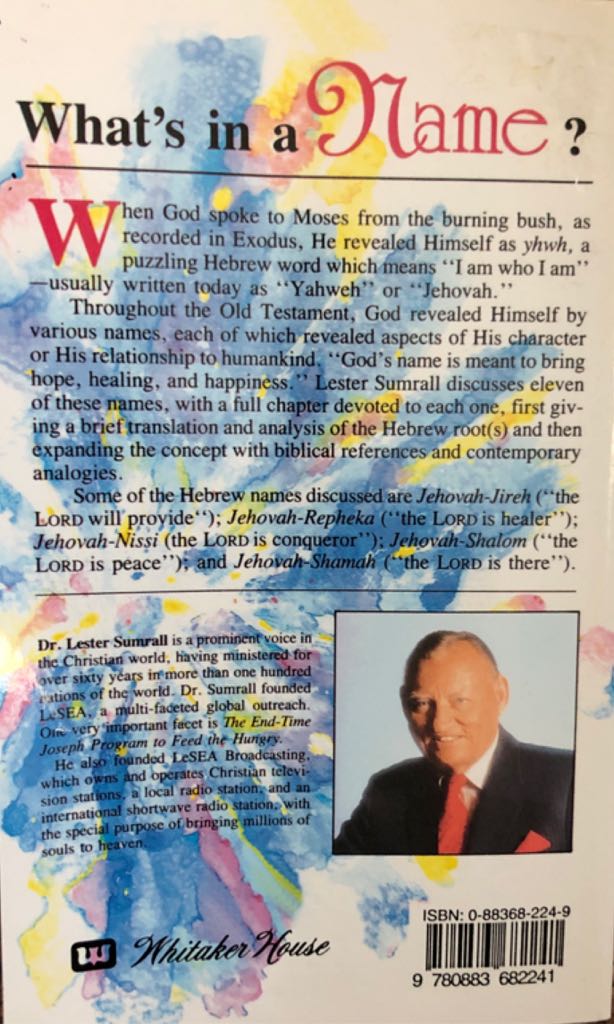 The Names of God : God’s Character Revealed Through His Names - Lester Sumrall (Whitaker House - Paperback) book collectible [Barcode 9780883682241] - Main Image 2