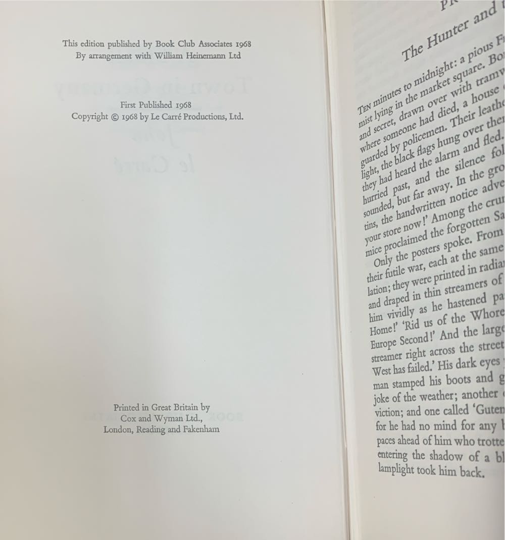 A Small Town in Germany - John Le Carré (BCA ( Book Club Associates ) - Hardcover) book collectible [Barcode 9780440180364] - Main Image 3