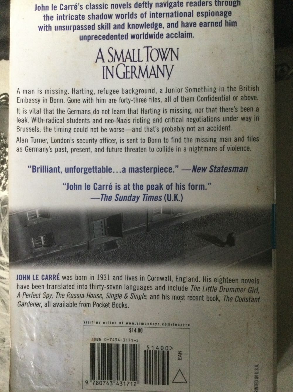 A Small Town in Germany - John Le Carre (Book Club Associates - Hardcover) book collectible [Barcode 9780743431712] - Main Image 2