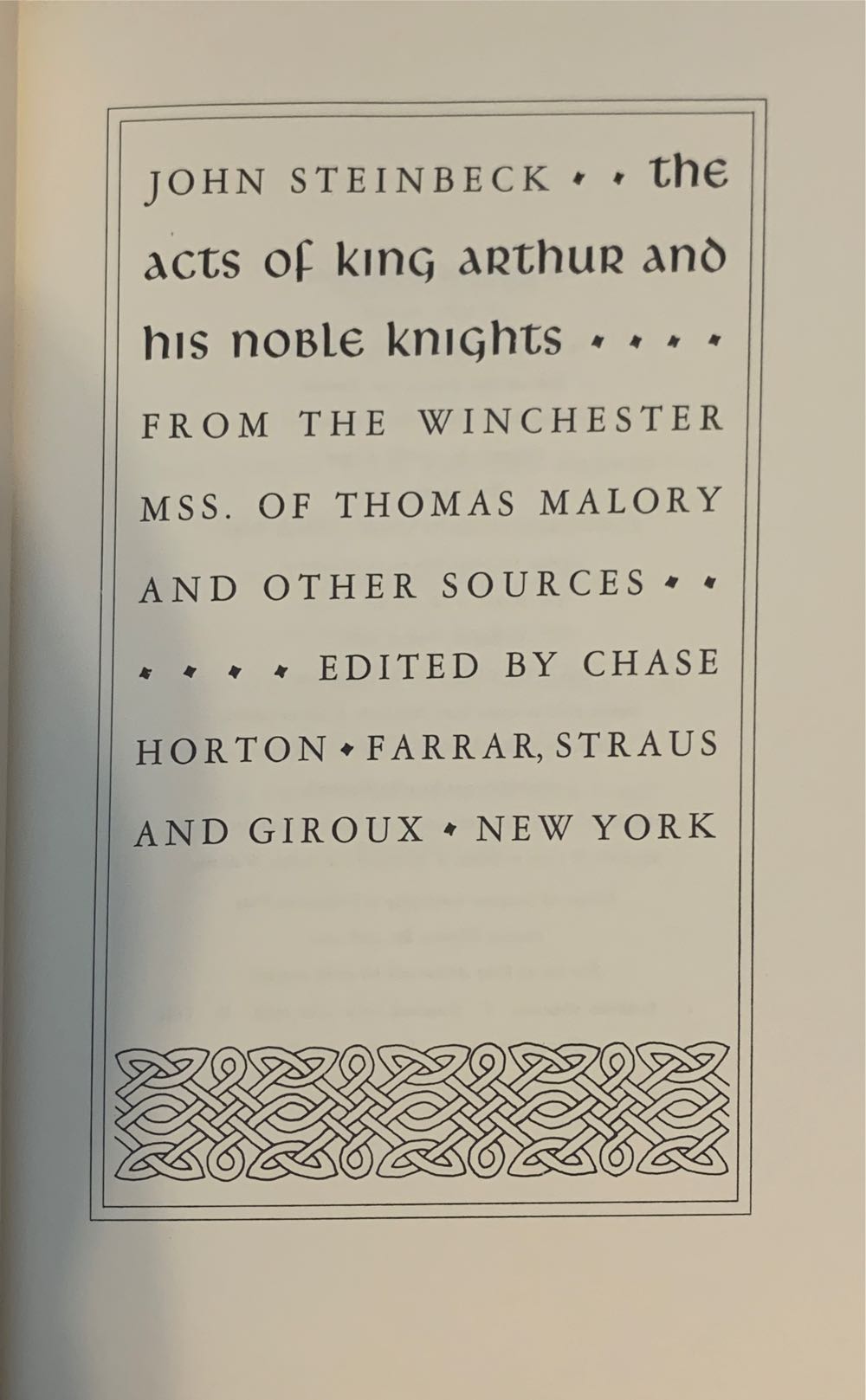 The Acts of King Arthur and His Noble Knights - John Steinbeck (Farrar, Strauss & Giroux - Hardcover) book collectible [Barcode 9780143105459] - Main Image 2