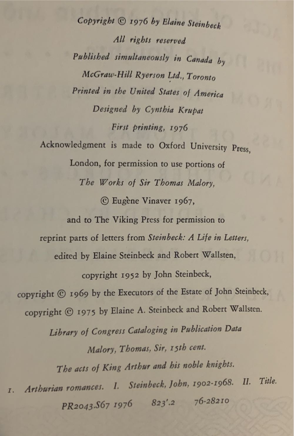 The Acts of King Arthur and His Noble Knights - John Steinbeck (Farrar, Strauss & Giroux - Hardcover) book collectible [Barcode 9780143105459] - Main Image 3