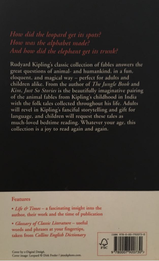 Just So Stories - Rudyard Kipling (Harper Press - Paperback) book collectible [Barcode 9780007920730] - Main Image 2