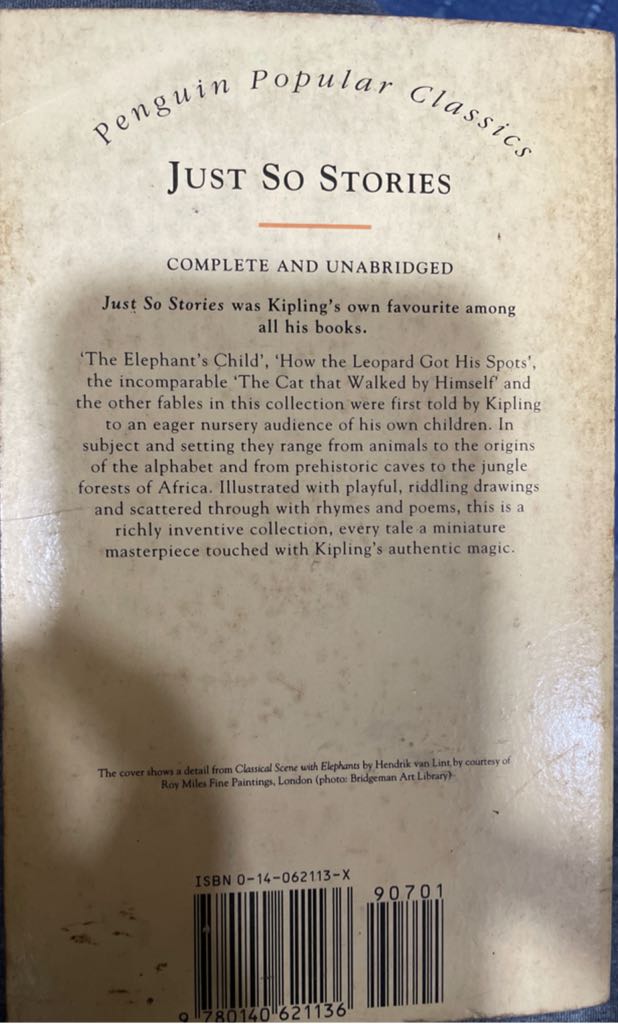 Just So Stories - Rudyard Kipling (Penguin Books - Paperback) book collectible [Barcode 9780140621136] - Main Image 2