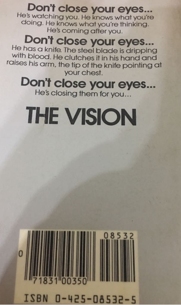 The Vision - Dean Koontz (Berkley - Paperback) book collectible [Barcode 9780425085325] - Main Image 2