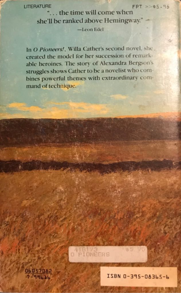 O Pioneers! - Willa Cather (Houghton Mifflin Harcourt - Trade Paperback) book collectible [Barcode 9780395083659] - Main Image 2