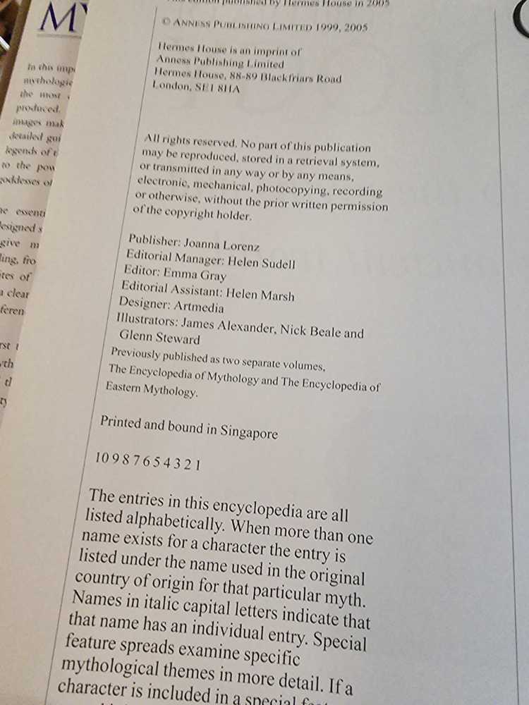 The Ultimate Encyclopedia Of Mythology - Arthur Cotterell (Hermes House - Hardcover) book collectible [Barcode 9780681032187] - Main Image 4