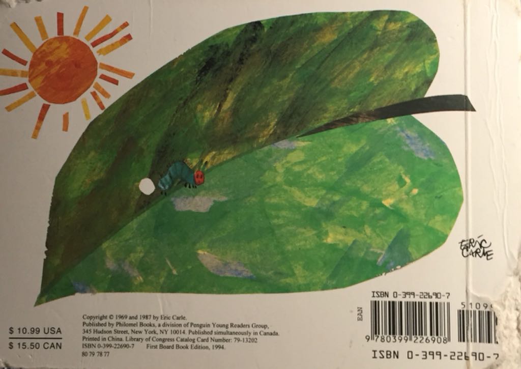 The Very Hungry Caterpillar - Eric Carle (Philomel Books - Hardcover) book collectible [Barcode 9780399226908] - Main Image 2