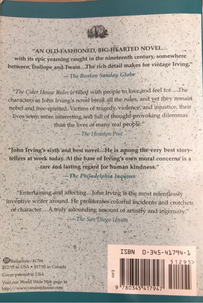 The Cider House Rules - John Irving (Ballantine Books - Trade Paperback) book collectible [Barcode 9780345417947] - Main Image 2