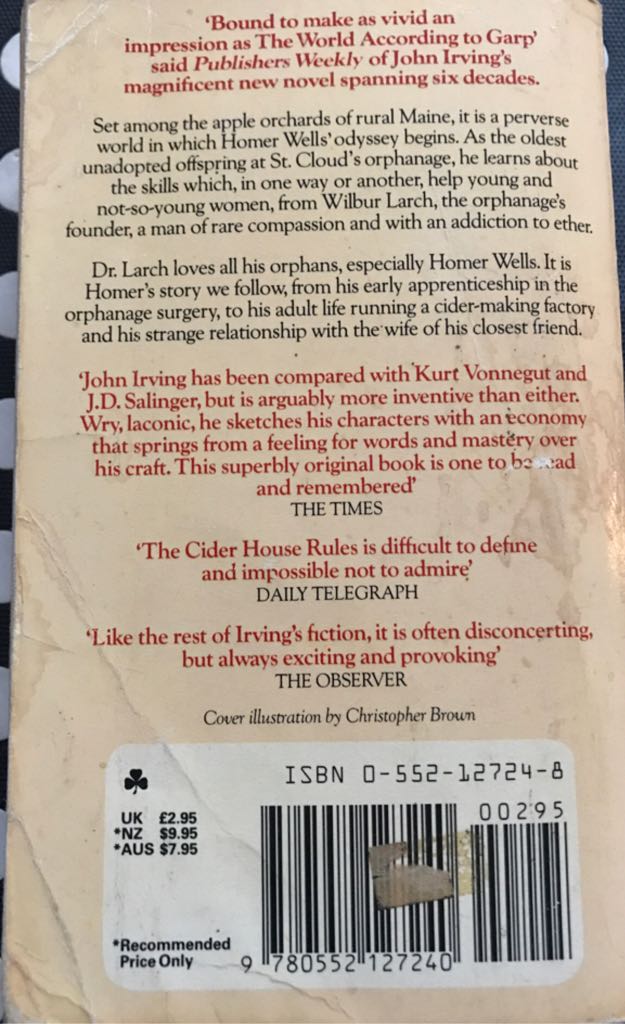 The Cider House Rules - John Irving (Black Swan - Paperback) book collectible [Barcode 9780552127240] - Main Image 2
