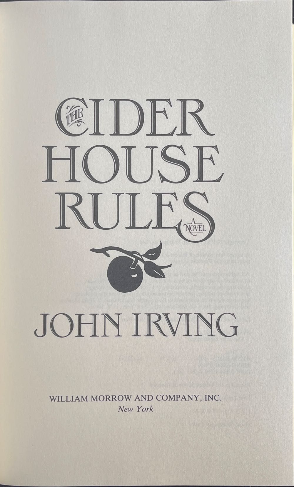 The Cider House Rules - John Irving (William Morrow - Hardcover) book collectible [Barcode 9780688030360] - Main Image 4