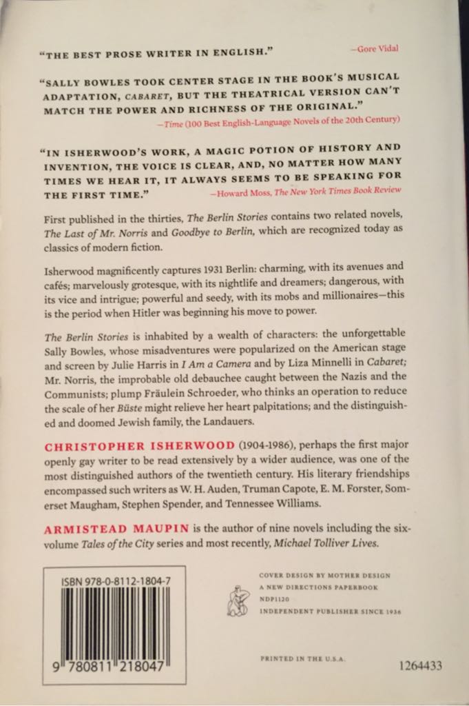 The Berlin Stories - Christopher Isherwood (New Directions - Paperback) book collectible [Barcode 9780811218047] - Main Image 2
