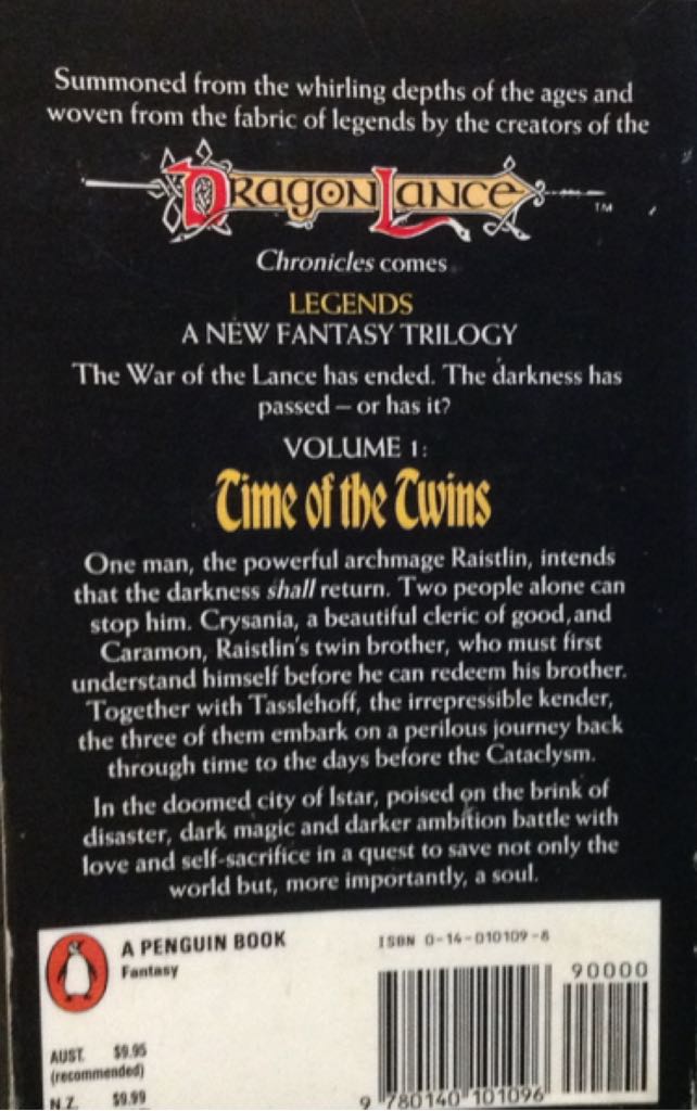 LE1 Time Of The Twins - Margaret Weis (A Penguin Book - Paperback) book collectible [Barcode 9780140101096] - Main Image 2