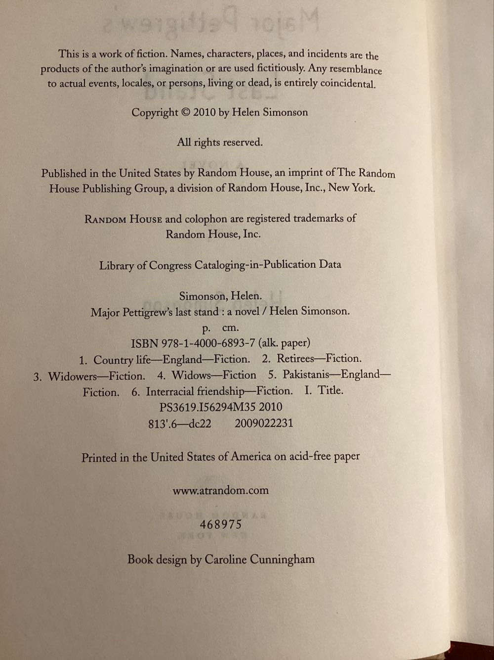 Major Pettigrews Last Stand - Helen Simonson (Random House - Hardcover) book collectible [Barcode 9781400068937] - Main Image 2