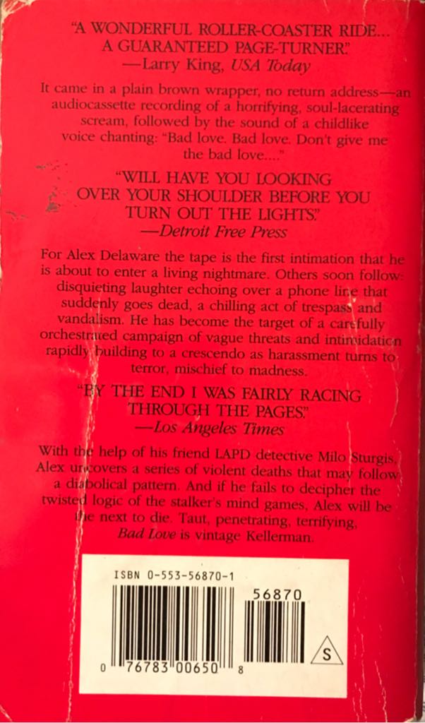 Bad Love - Jonathan Kellerman (Bantam Books - Paperback) book collectible [Barcode 9780553568707] - Main Image 2