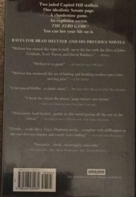 Zero Game, The - Brad Meltzer (Warner Books, Inc. - Hardcover) book collectible [Barcode 9780446530989] - Main Image 2