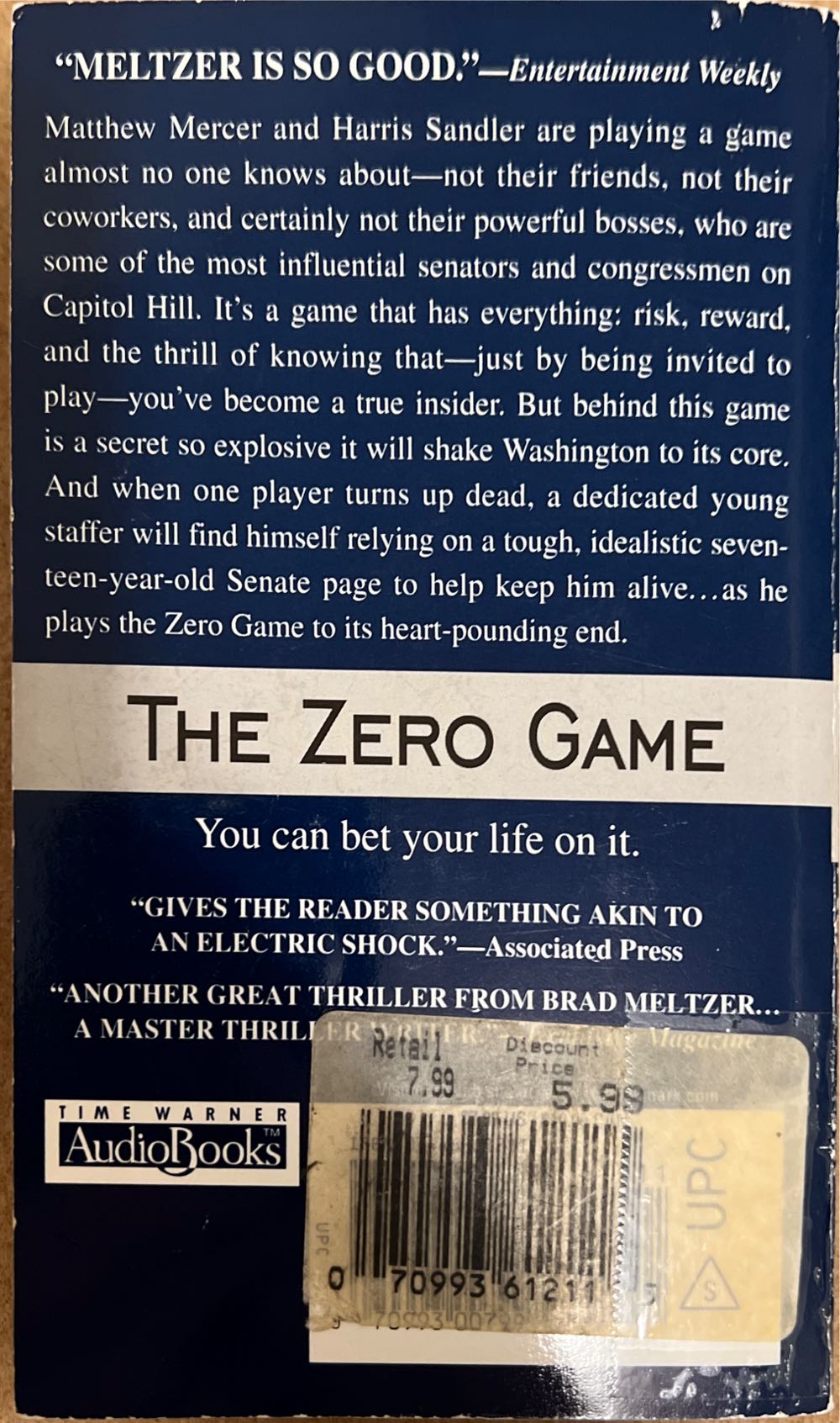 The Zero Game - Brad Meltzer (Warner Vision - Paperback) book collectible [Barcode 9780446612111] - Main Image 2