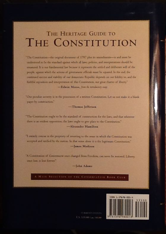 The Heritage Guide to the Constitution - Edwin Meese (Regnery - Hardcover) book collectible [Barcode 9781596980013] - Main Image 2