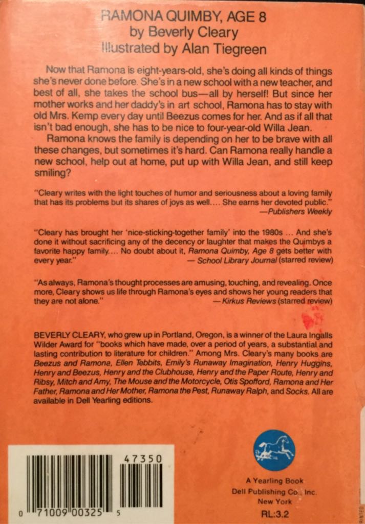 Ramona Quimby, Age 8 - Beverly Cleary (Yearling Books - Paperback) book collectible [Barcode 9780440473503] - Main Image 2