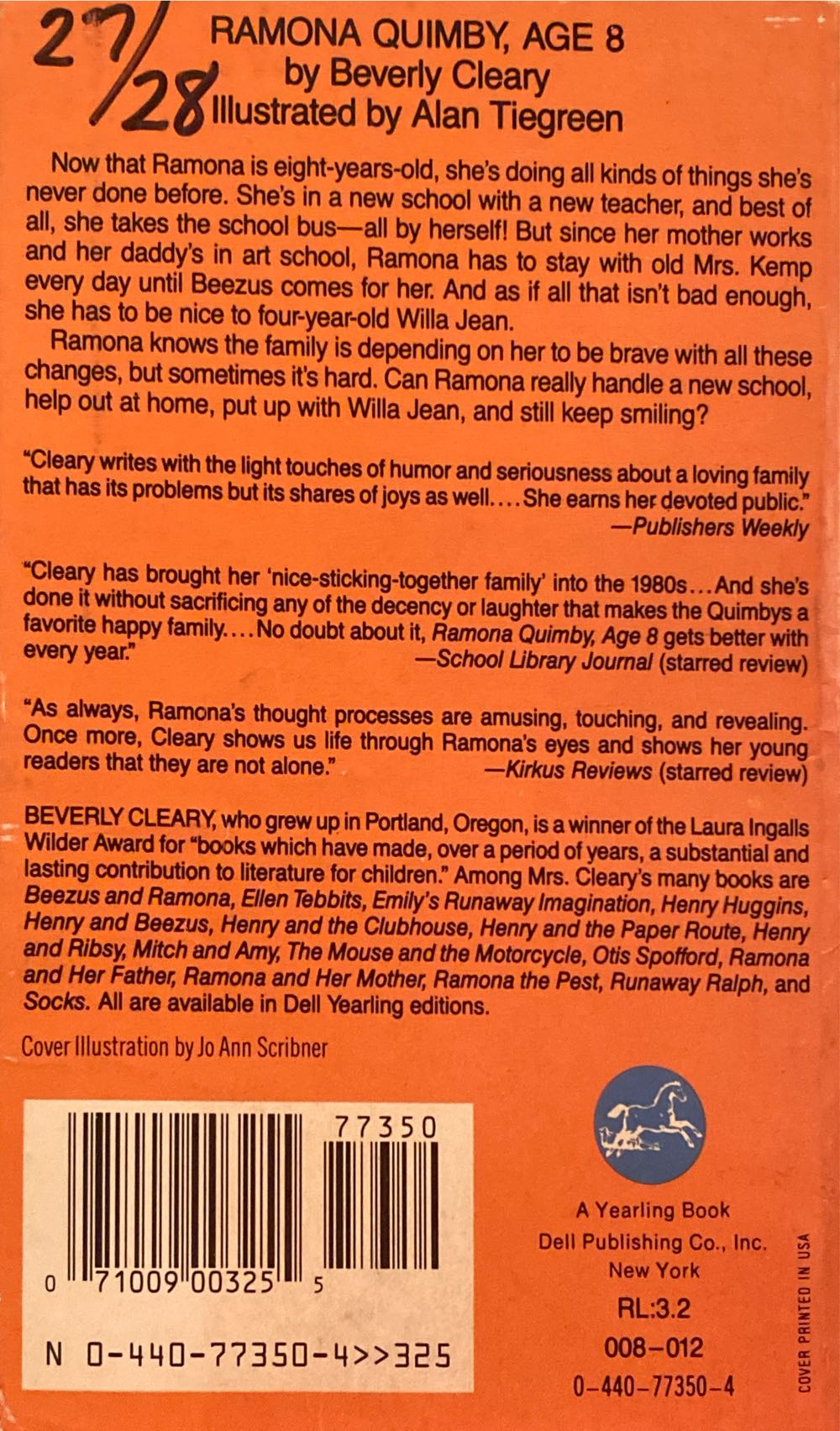 Ramona Quimby, Age 8 - Beverly Cleary (A Yearling Book - Paperback) book collectible [Barcode 9780440773504] - Main Image 2