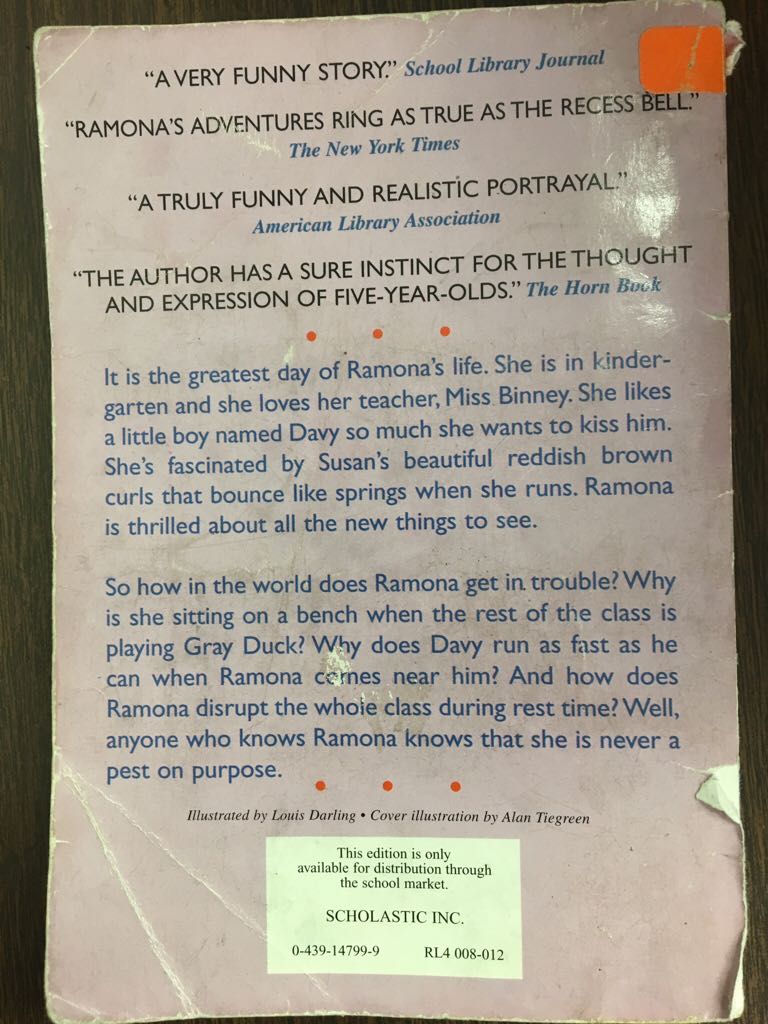 Ramona #2: Ramona the Pest - Beverly Cleary (Scholastic - Paperback) book collectible [Barcode 9780439147996] - Main Image 2