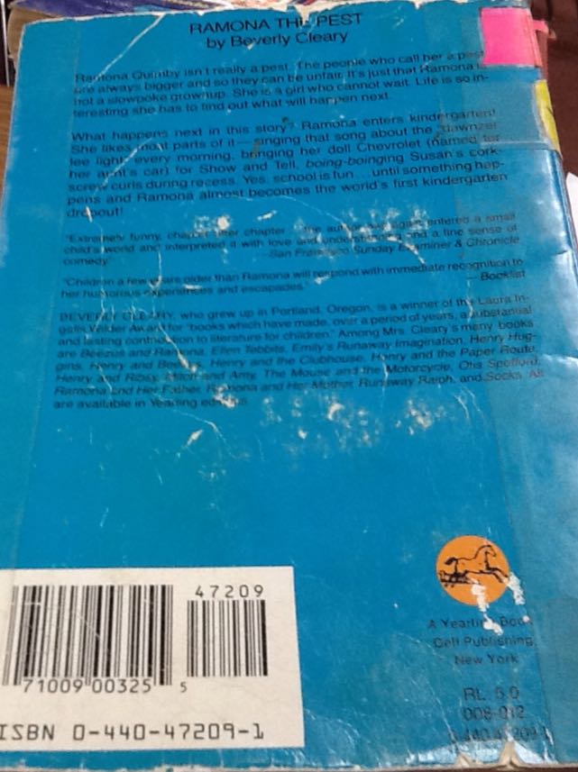 Ramona #2: Ramona the Pest - Age 5 - Beverly Cleary (- Paperback) book collectible [Barcode 9780440472094] - Main Image 2