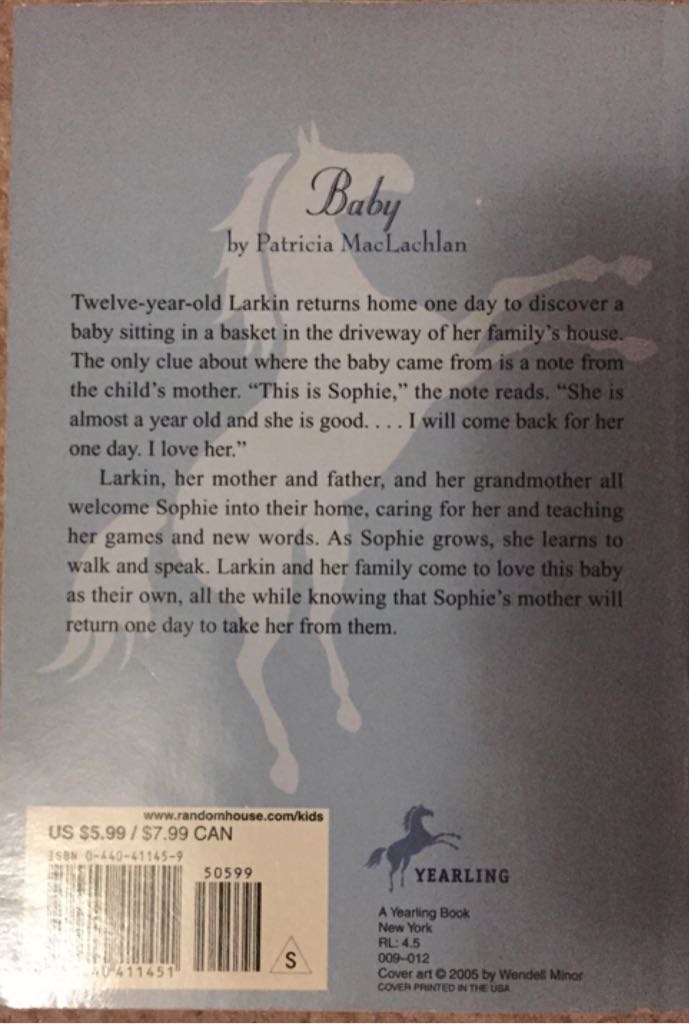 Baby - Patricia MacLachlan (Yearling - Paperback) book collectible [Barcode 9780440411451] - Main Image 2