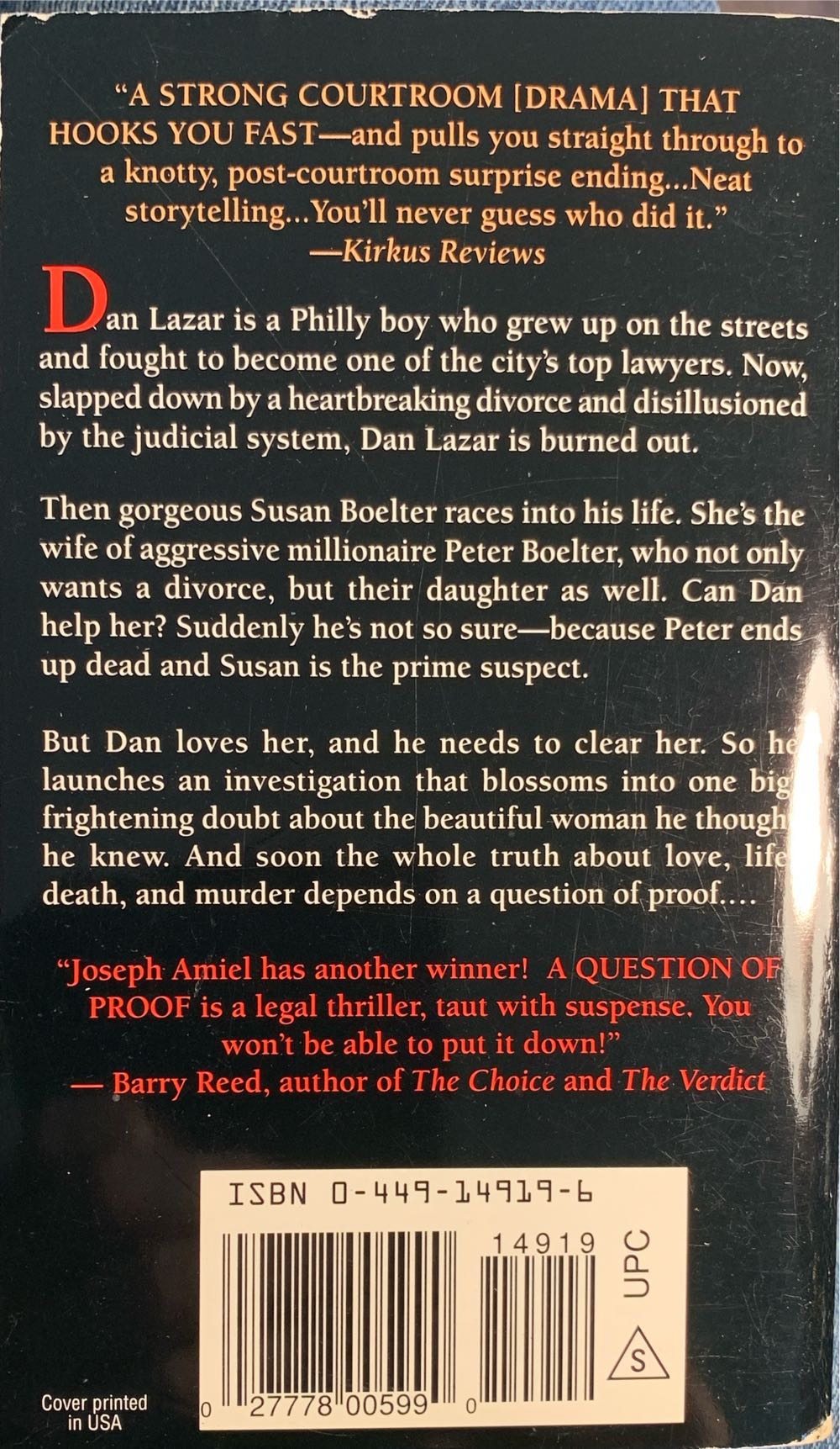 A Question of Proof - Joseph Amiel (Fawcett - Paperback) book collectible [Barcode 9780449149195] - Main Image 2