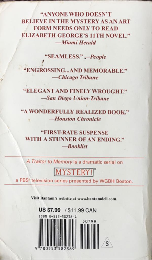 A Traitor to Memory - Elizabeth George (Bantam Books - Paperback) book collectible [Barcode 9780553582369] - Main Image 2
