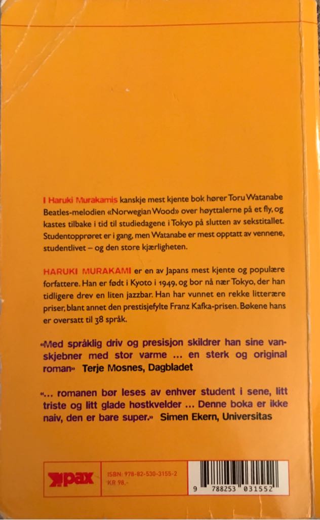 Norwegian Wood - Haruki Murakami (Pax Forlag - Paperback) book collectible [Barcode 9788253031552] - Main Image 2