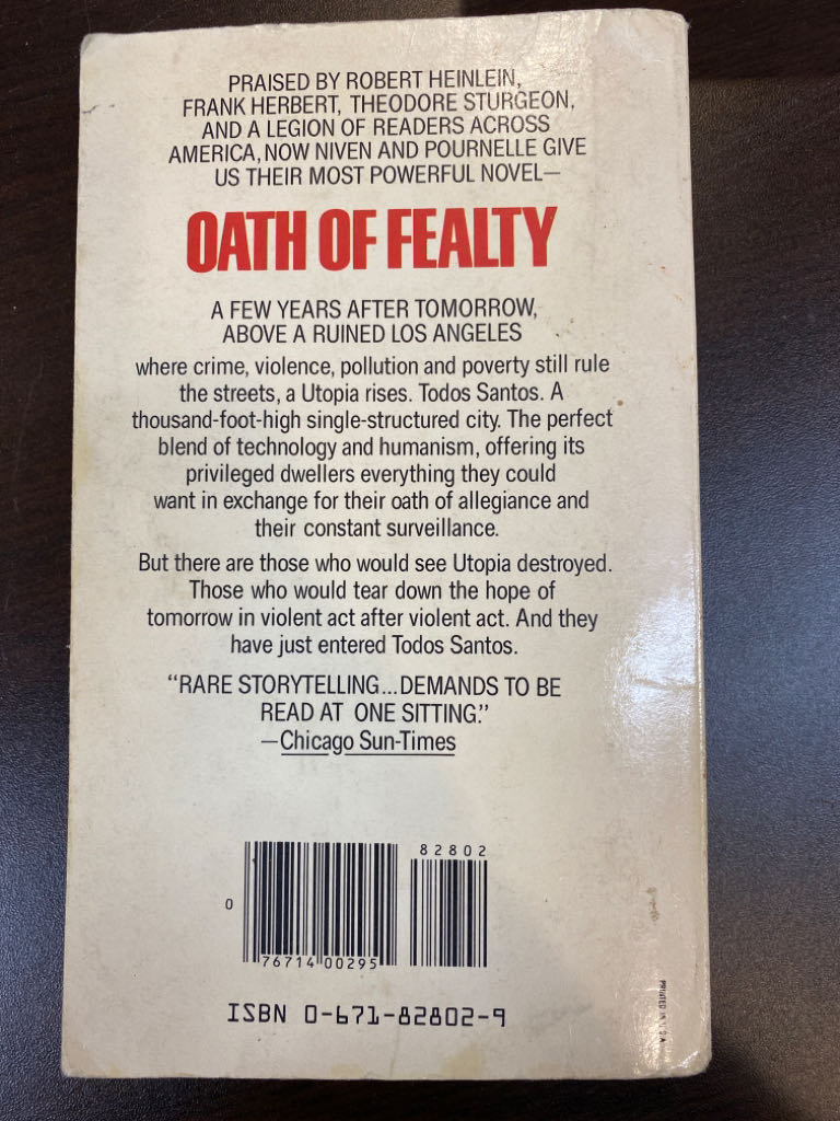 Oath of Fealty - Larry Niven (A Pocket Book - Paperback) book collectible [Barcode 9780671828028] - Main Image 2